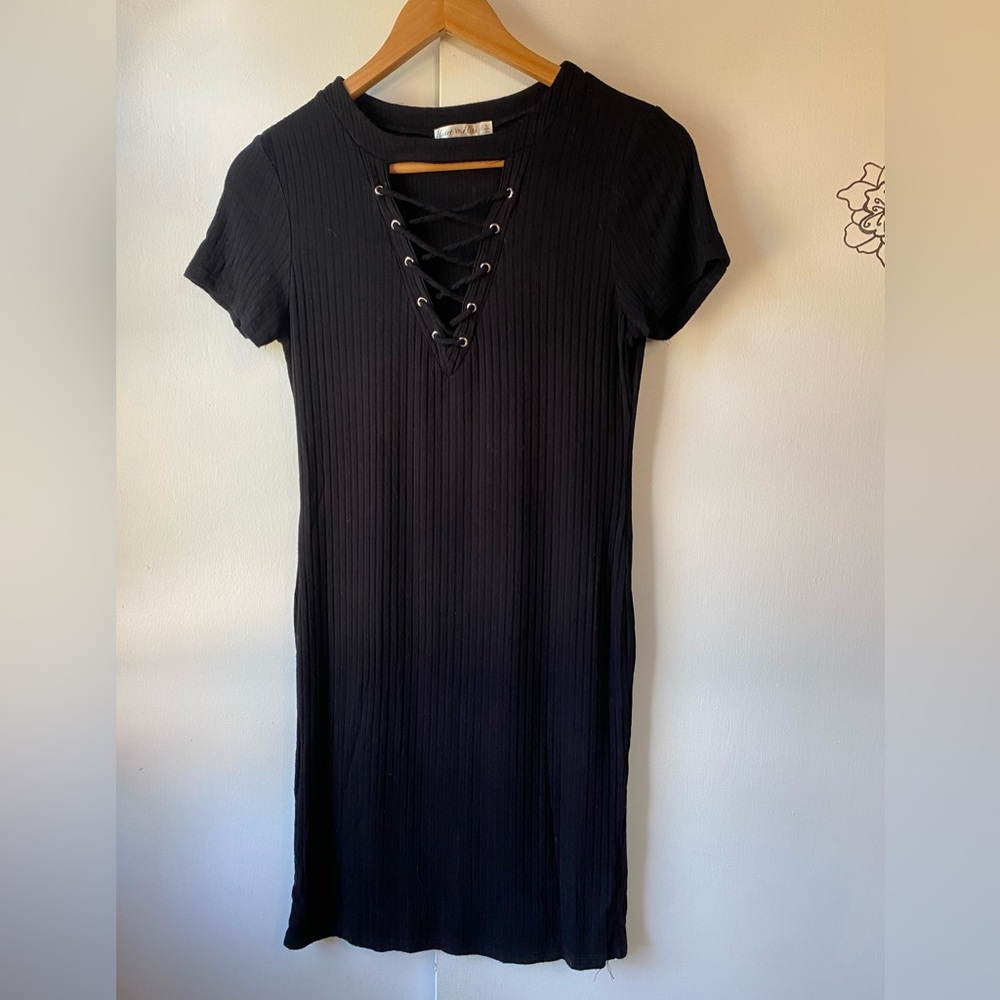 Soft Ribbed Sexy Black Dress Shirt Sleeve Summer Thin Lightweight